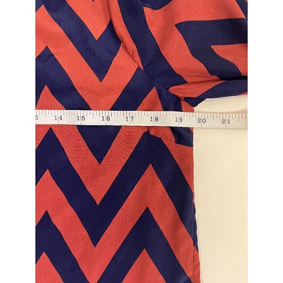 Charming Charlie Womens Lined Long Sleeve Scoop neck Shift Dress Orange Blue Sz - Picture 4 of 7